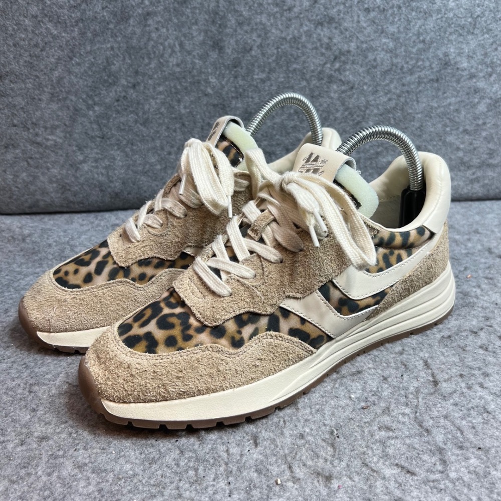 Steve Madden Burst-L Leopard Print Suede Sneakers Tan Cream Animal Lace Up Size9